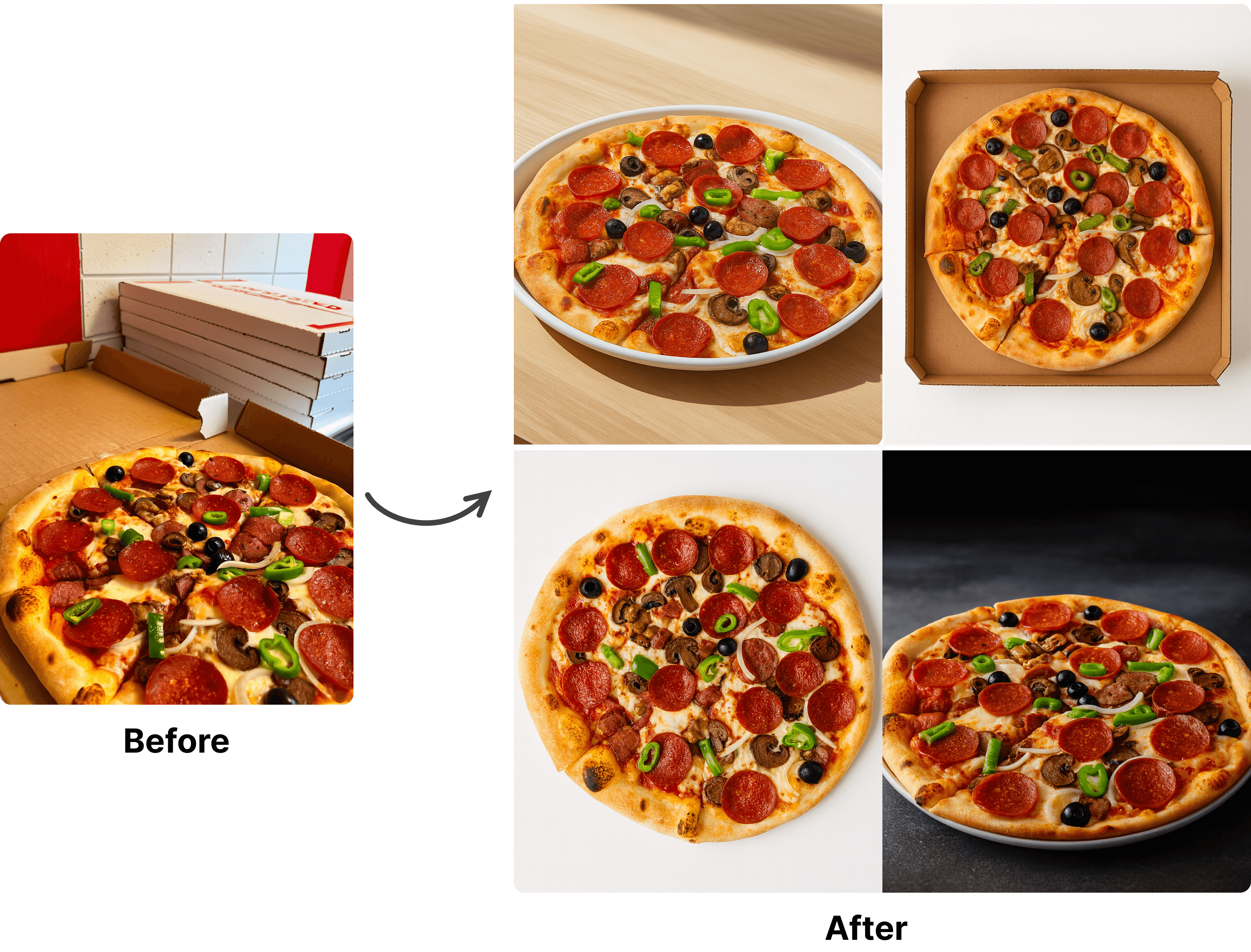 Boost delivery orders with AI-optimized food photography AI food photography for delivery apps - transform dark photos into appetizing images