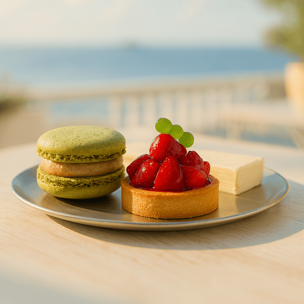 Soft pastel editorial cafe aesthetic with morning light