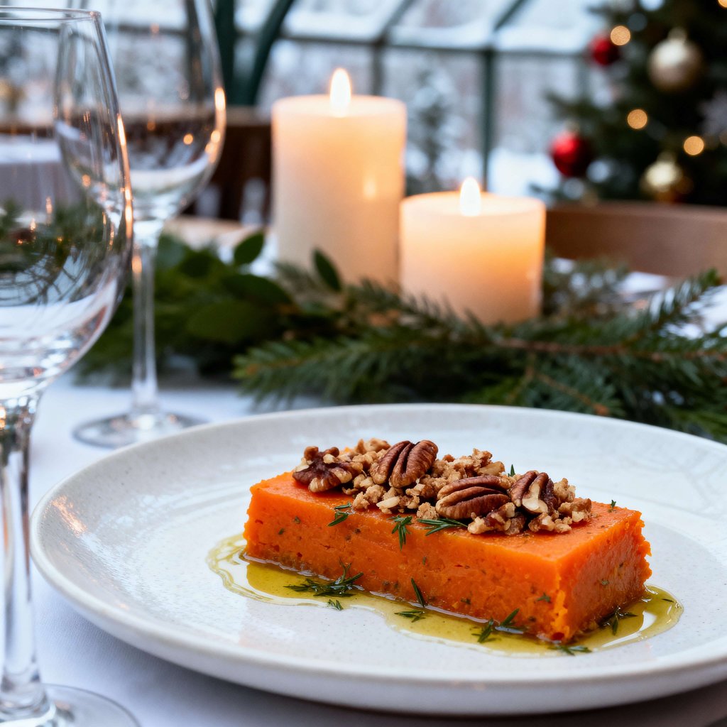 Christmas Roasted Carrot Terrine Food Photography with Pecan