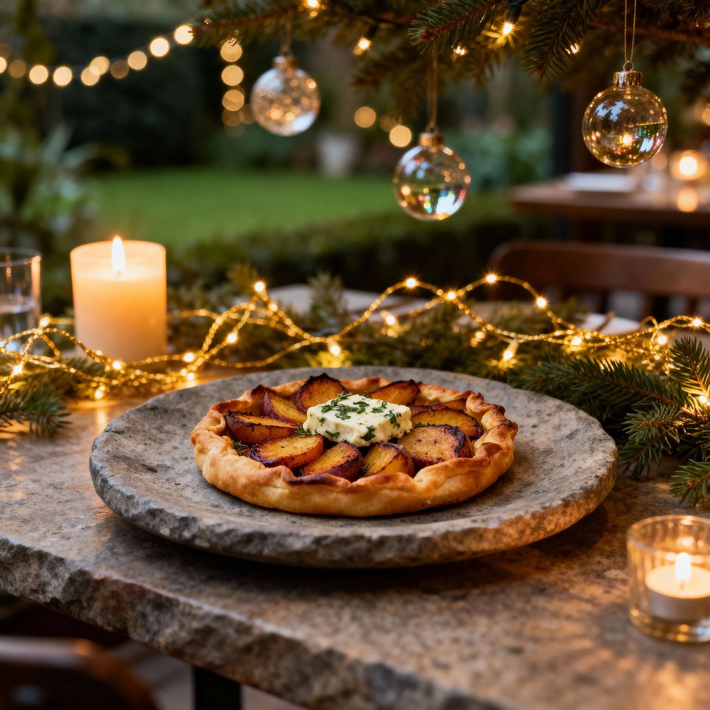 Christmas Root Vegetable Galette Food Photo at Garden Restaurant