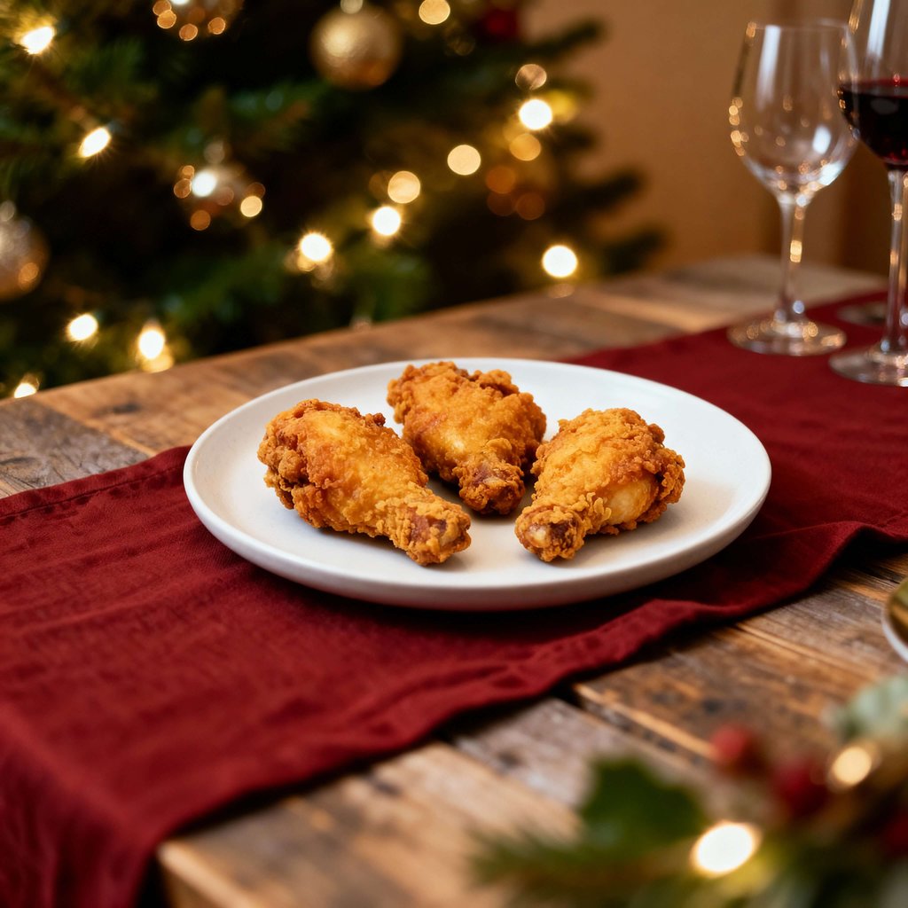 Cozy Cafe Christmas Food Picture with Frosted Window Nordic Style