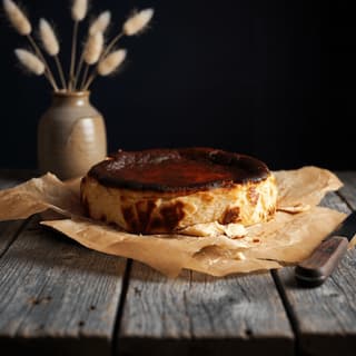 Yoğun karamelize koyu üstüyle bütün yanık Basque cheesecake — basque cheesecake fotoğrafçılığı