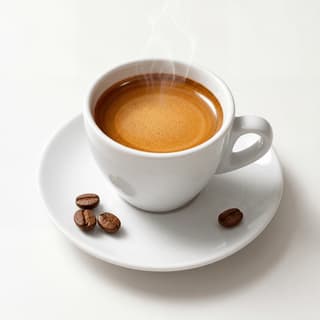 Single espresso shot ceramic cup golden crema close up — espresso hero photography