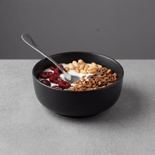 Honey almond granola bowl with Greek yogurt and fresh berries — breakfast brand e-commerce product shot