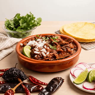 Birria de res red consomme bowl shredded beef onion cilantro lime — birria hero photography