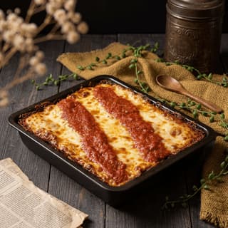 Pizza estilo Detroit en molde cuadrado con corteza frico de queso — fotografía hero de la deep dish Detroit