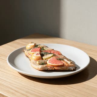 Whole side of baked salmon with lemon slices and dill on a long serving platter for family style service