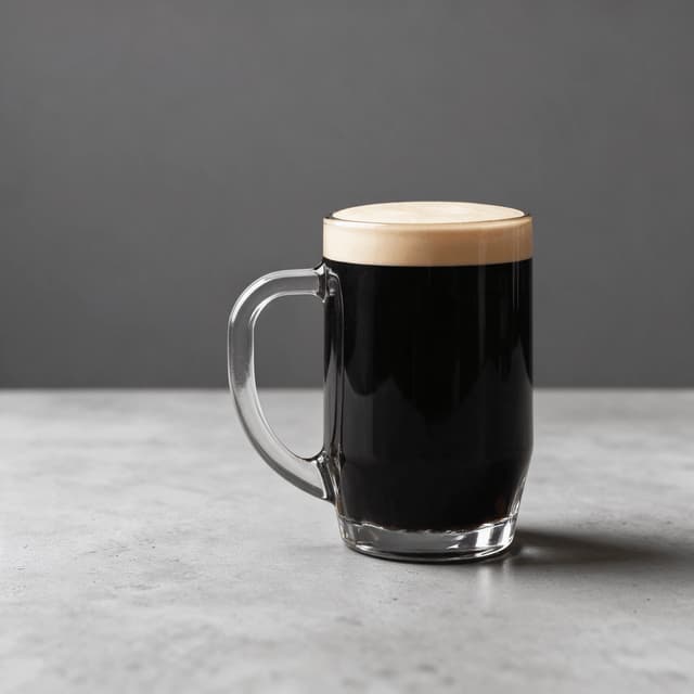 Stout with a tan head in a glass mug on concrete — stout pour photography