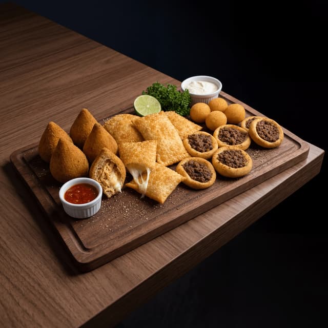 Coxinha teardrop chicken pastries pastel salgadinhos dark walnut Brazilian snack — coxinha card photography