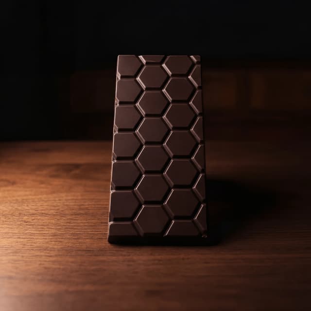 Hexagonal craft chocolate tablet single origin Ecuador — bar tablet chocolatier card photography