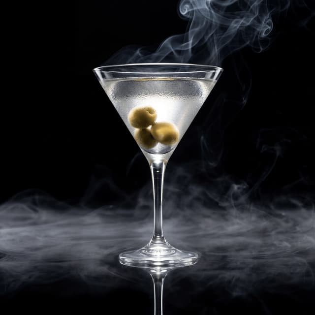 Classic gin martini coupe glass three olives toothpick — martini cocktail card photography