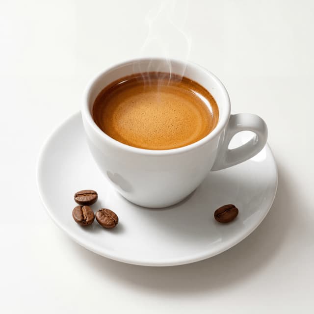 Single espresso shot ceramic cup golden crema close up — espresso hero photography