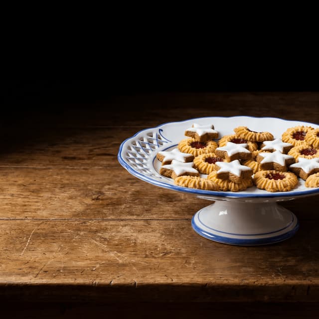 Black and white cookie gift box assortment on painterly dark backdrop — American cookie gift photography