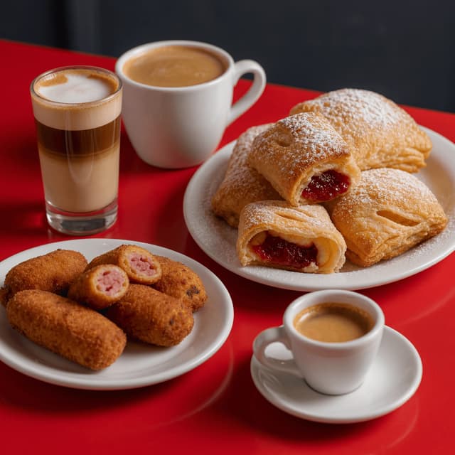 Cafe cubano pastelitos cortadito colada croquetas guava cheese red cafe brunch miami — cafe cubano card photography