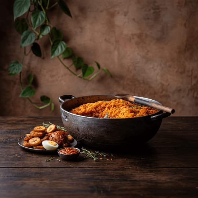 奈及利亞派對 Jollof,鍋底焦香煙燻紅米,戲劇化質樸風——Jollof 卡片攝影
