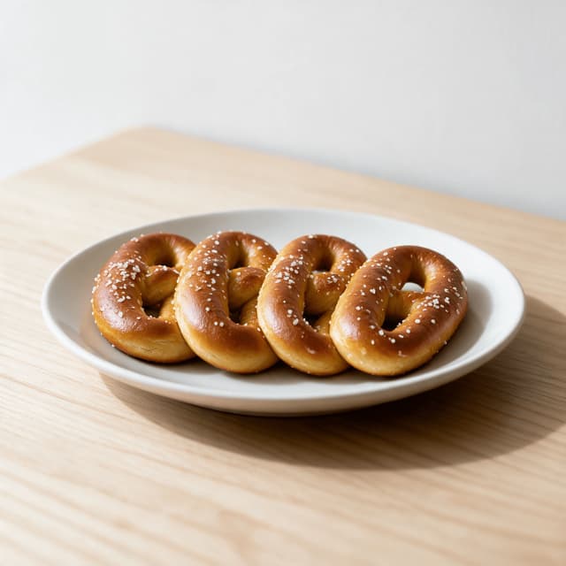 Philadelphia soft pretzels hand twisted golden crust coarse salt plate — soft pretzel hero photography