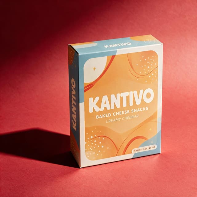 Same cracker box as a tonal color-block campaign shot generated by FoodShot AI — label unchanged