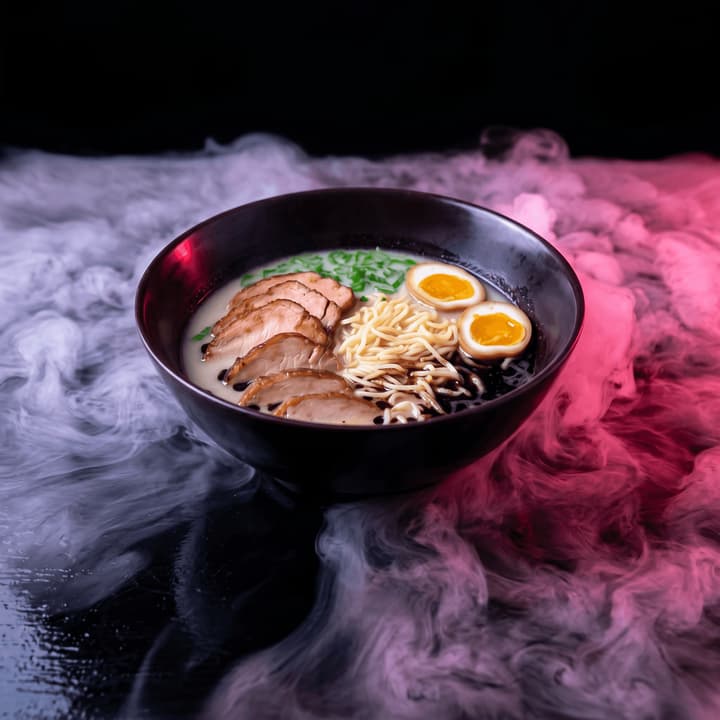 Iconic tonkotsu ramen overhead chashu egg nori — ramen FAQ sidebar photography