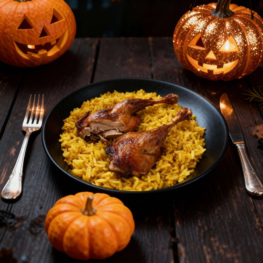 Halloween Premium Restaurant Chicken Biryani Food Photography