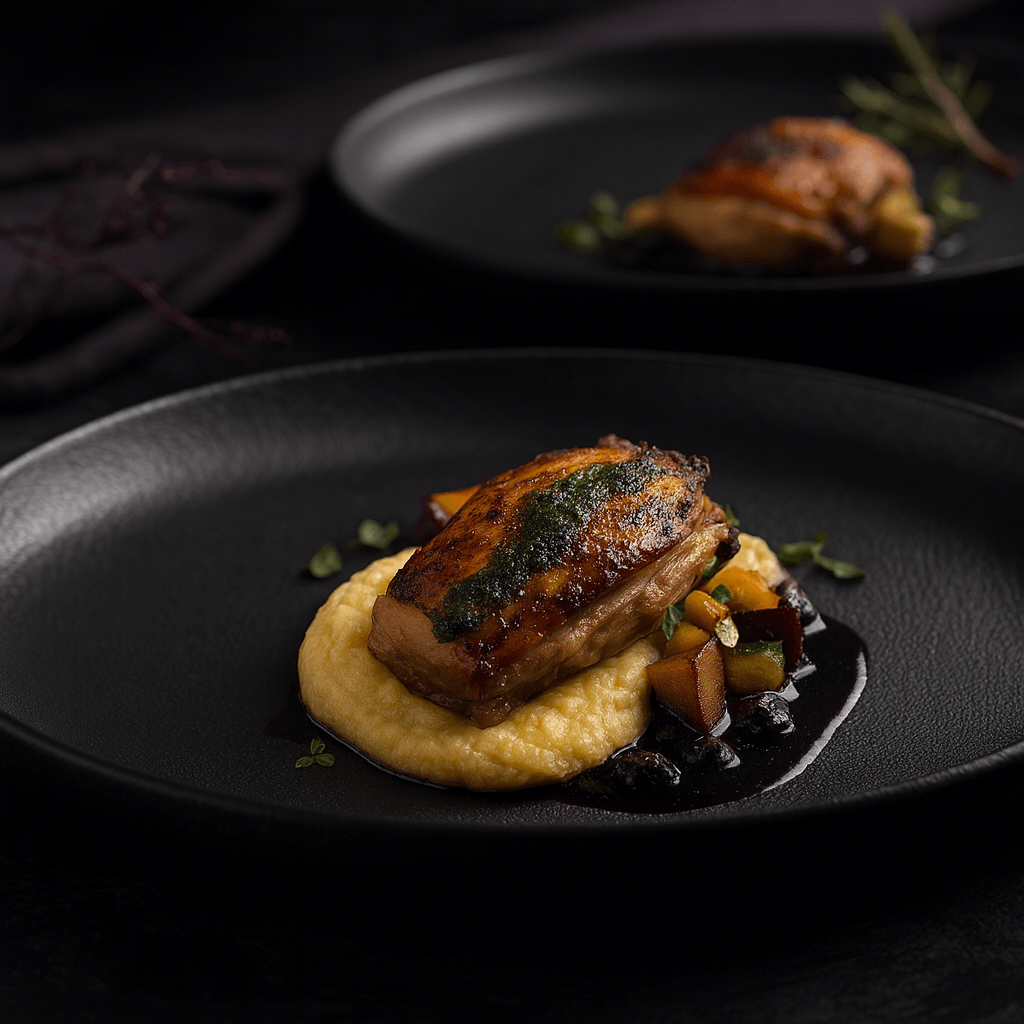 Charcoal Plate Warm Contrast