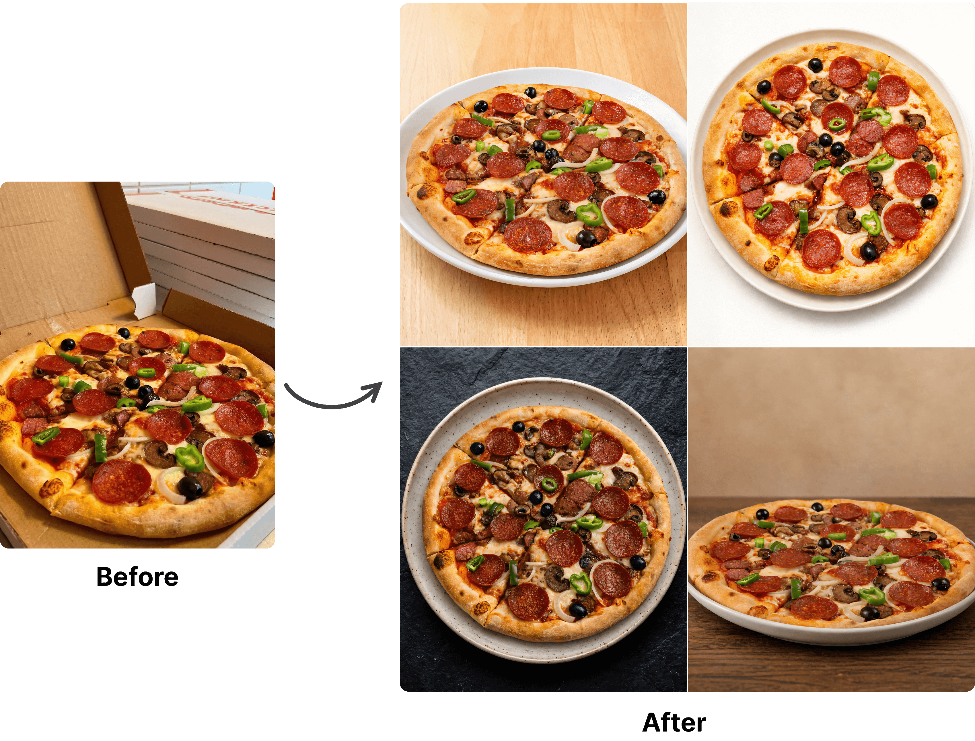 AI food photography for delivery apps - transform dark photos into appetizing images