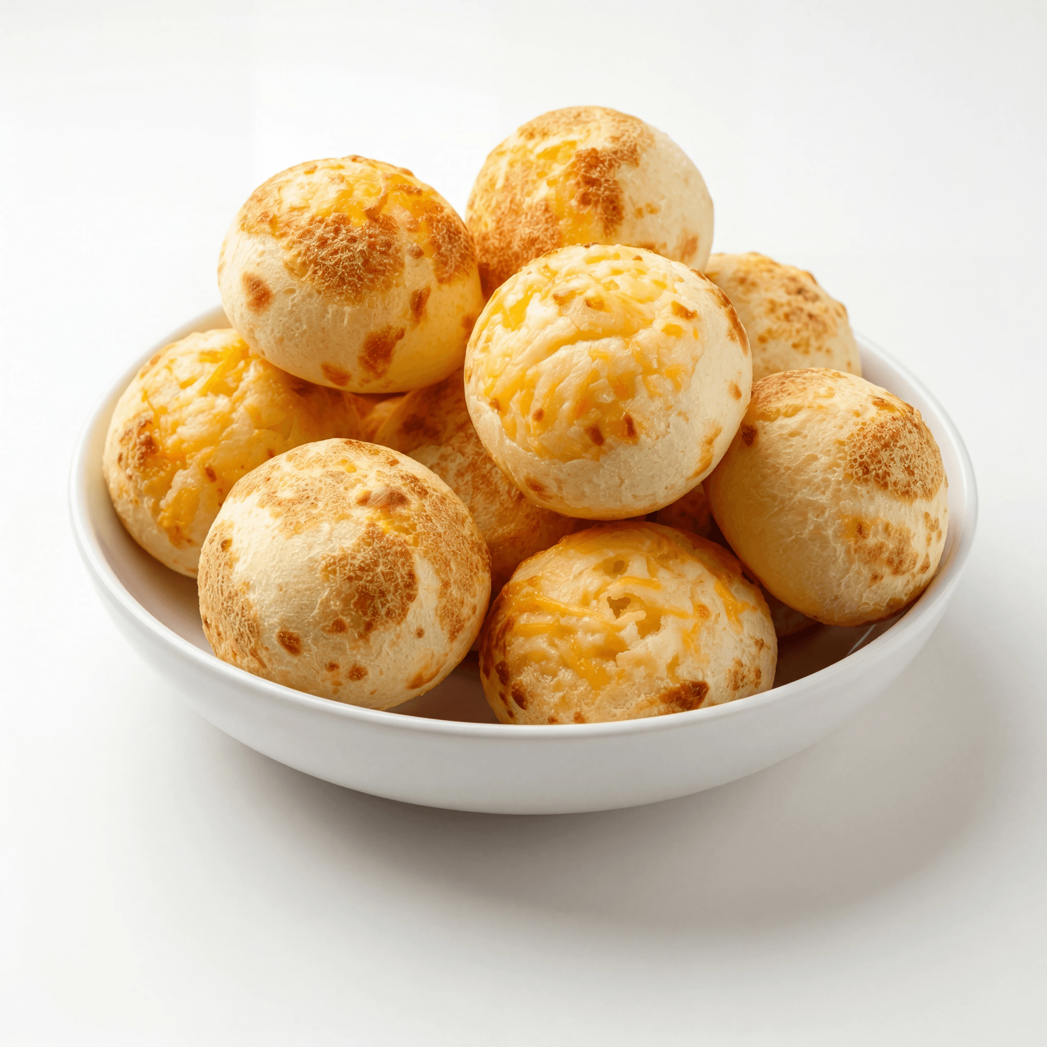 Pao de queijo cheese bread puffs golden basket macro — pao de queijo hero photography