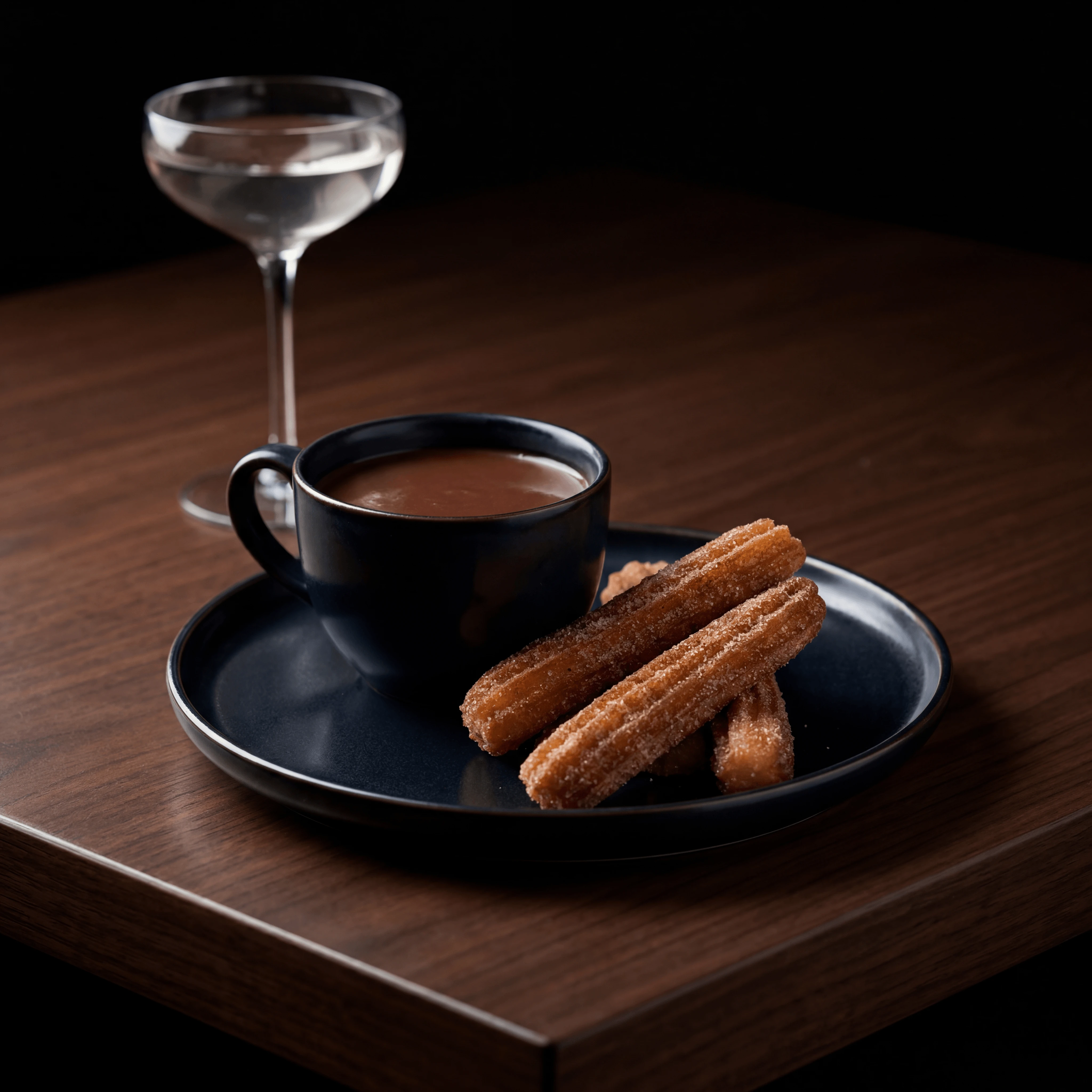 Spanish hot chocolate caliente churreria thick — drinking chocolate card photography
