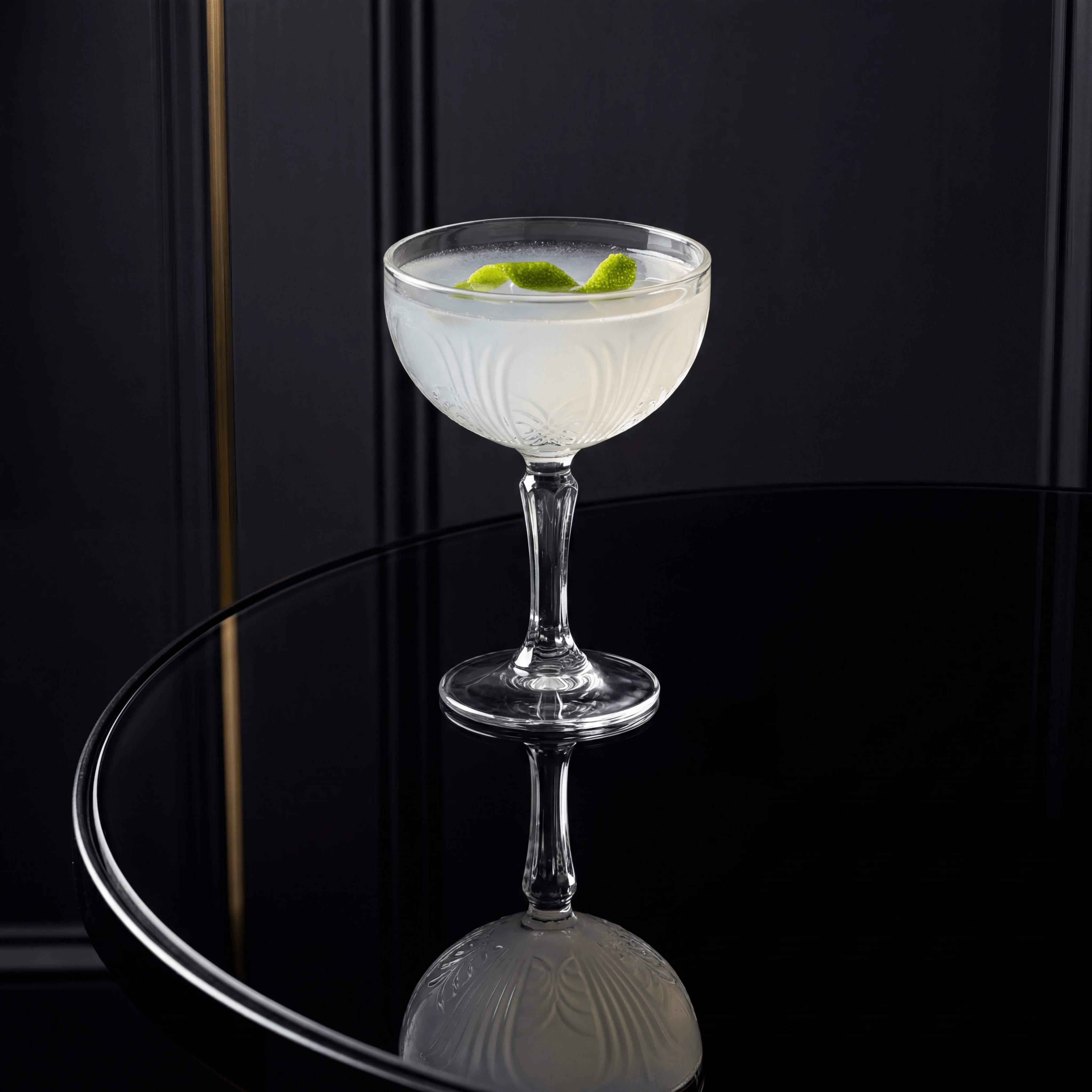 Daiquiri cocktail coupe glass lime twist crystal ice — craft cocktail hero photography