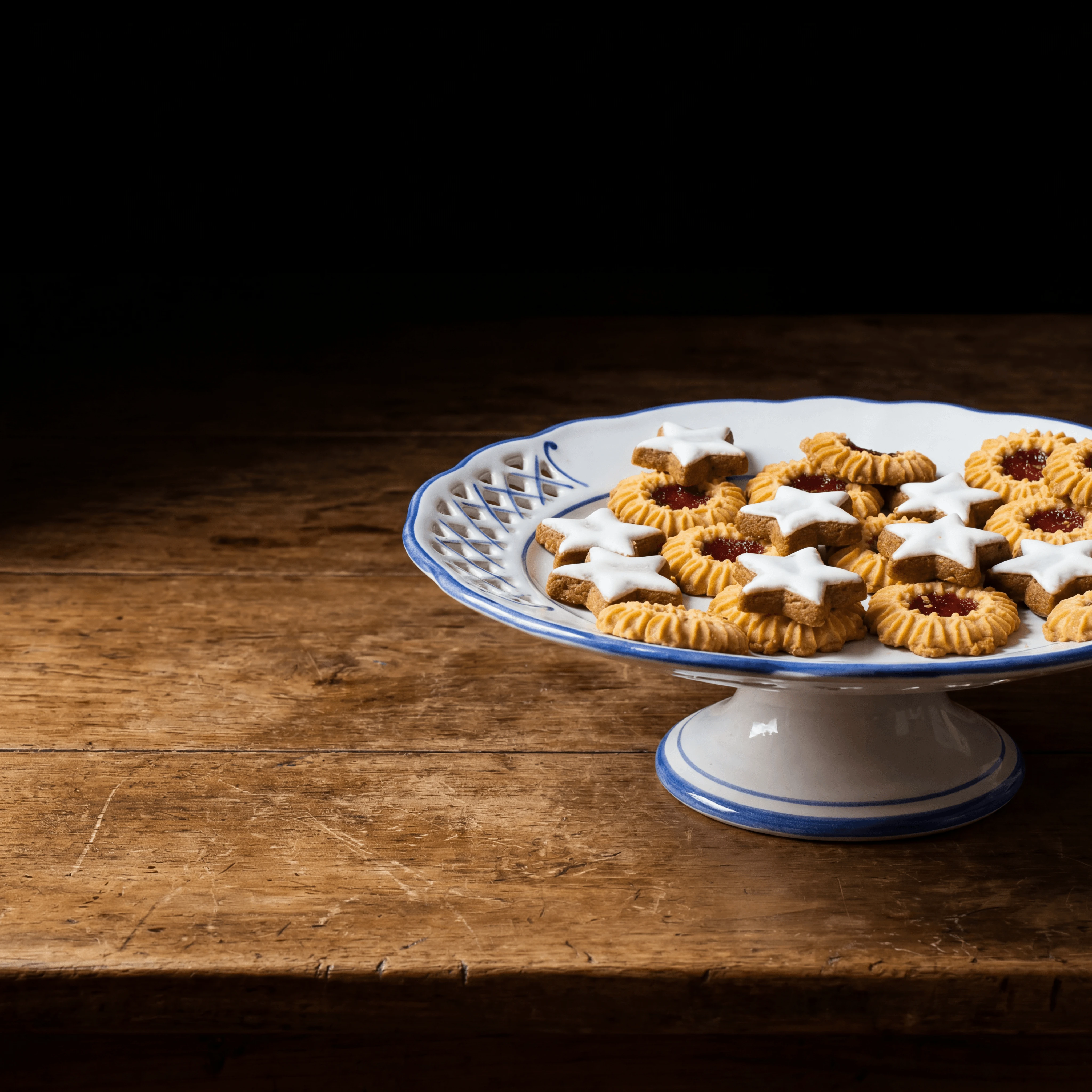 Asortiment de biscuiți alb-negru în cutie cadou pe fundal pictural întunecat — fotografie de cadouri cu biscuiți americani