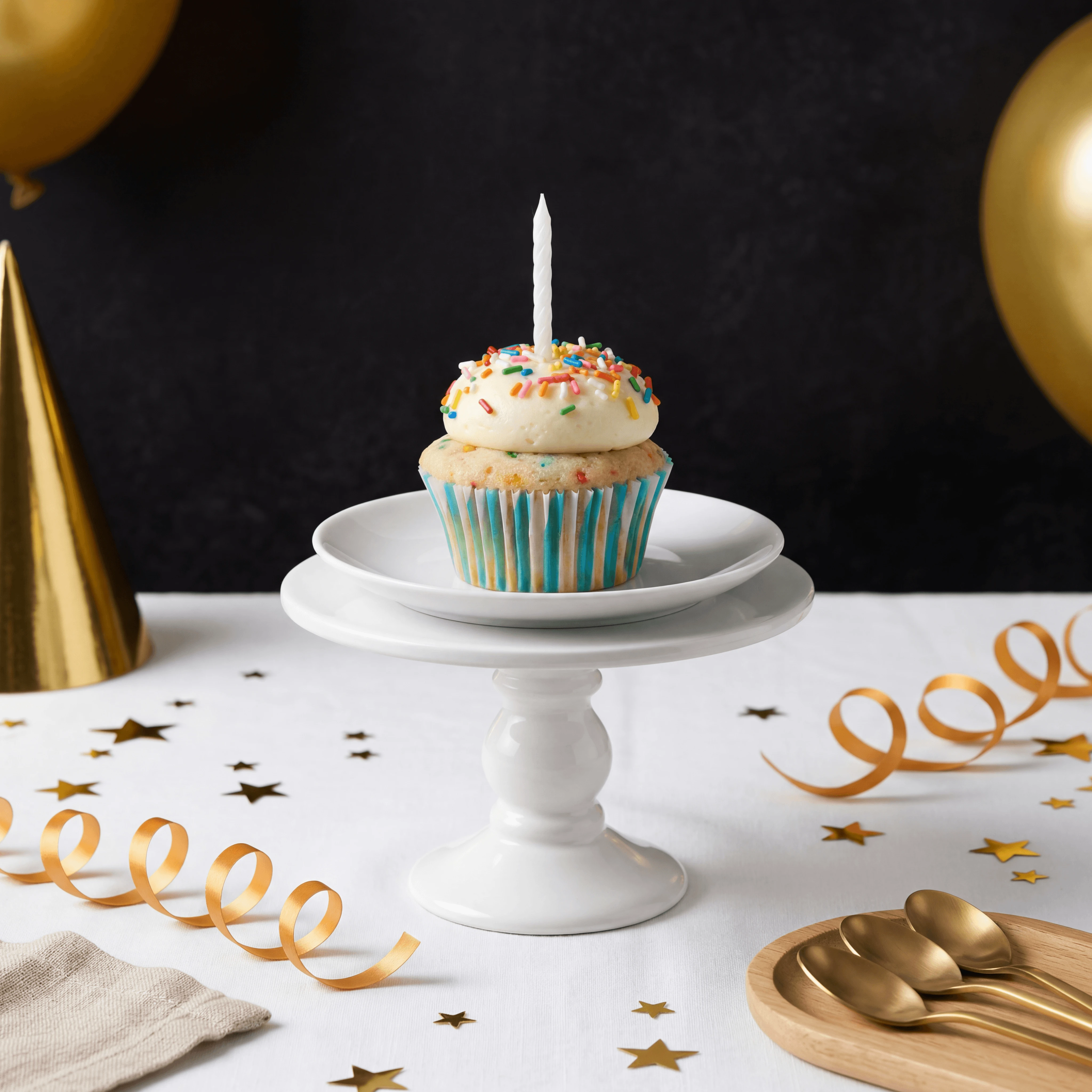 Funfetti rainbow jimmies sprinkle cupcake — birthday cupcake photography