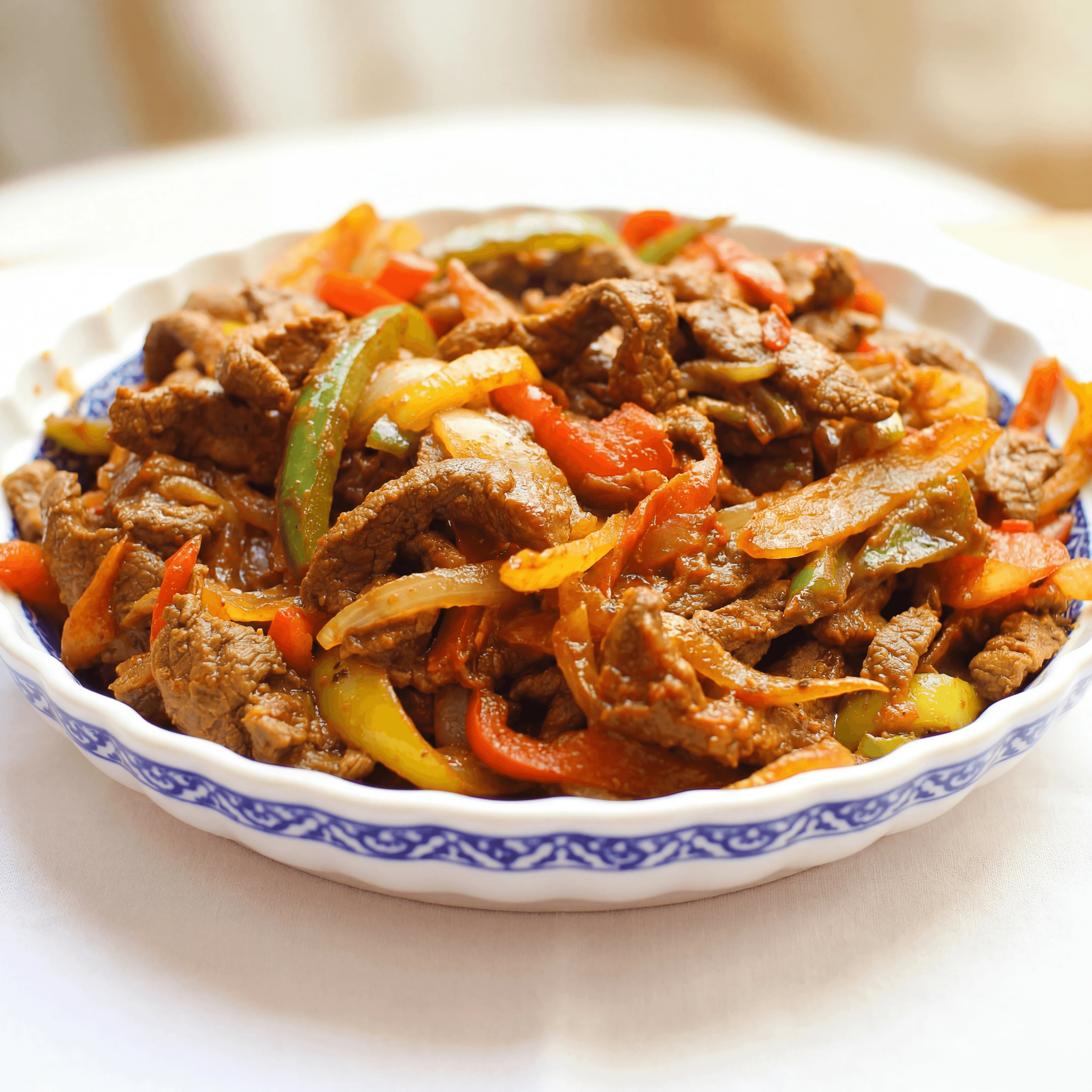 Ethiopian tibs beef cubes sauteed peppers onion sizzle clay dish — tibs hero photography