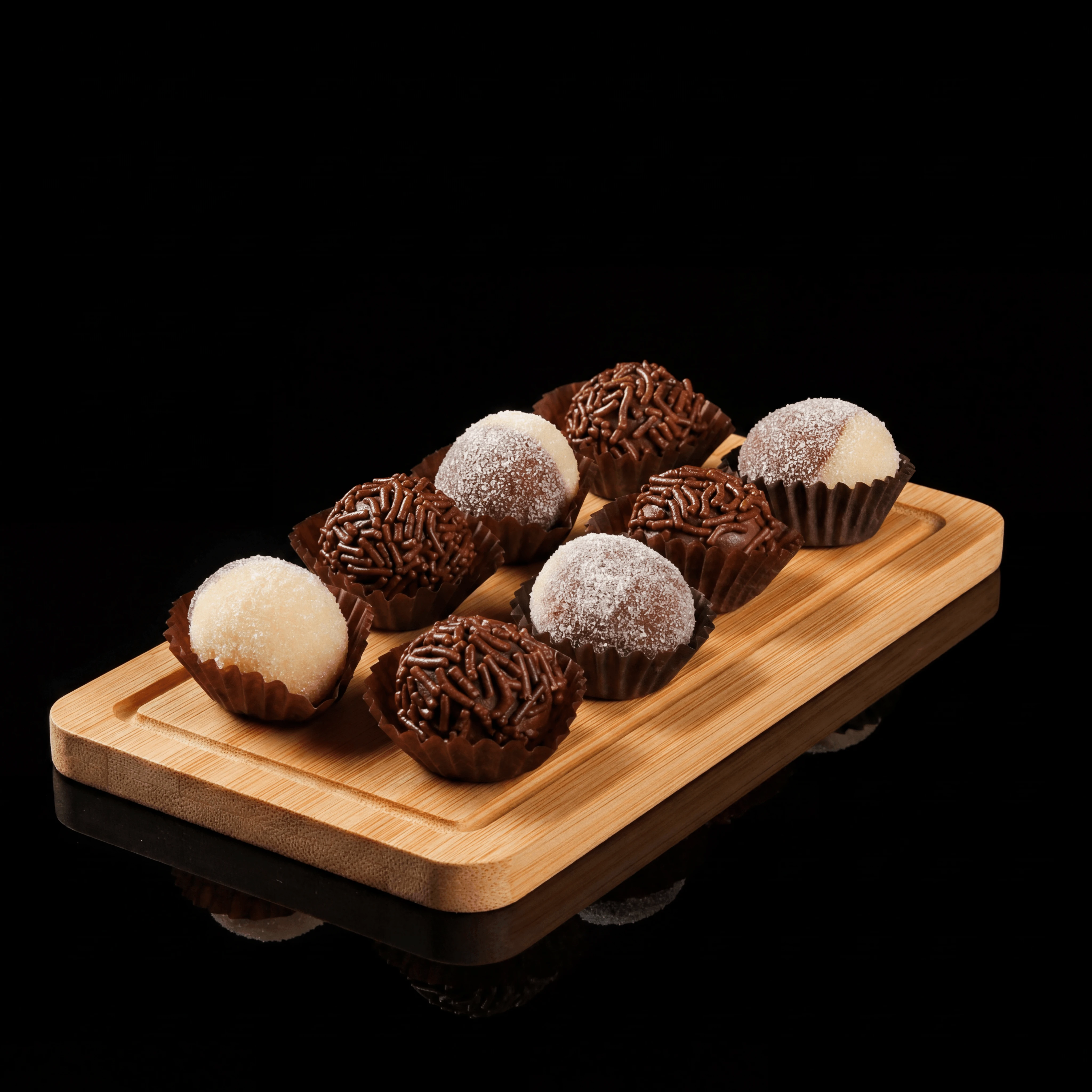 Japanese nama chocolate collection with cocoa dusting — premium confection brand product photography