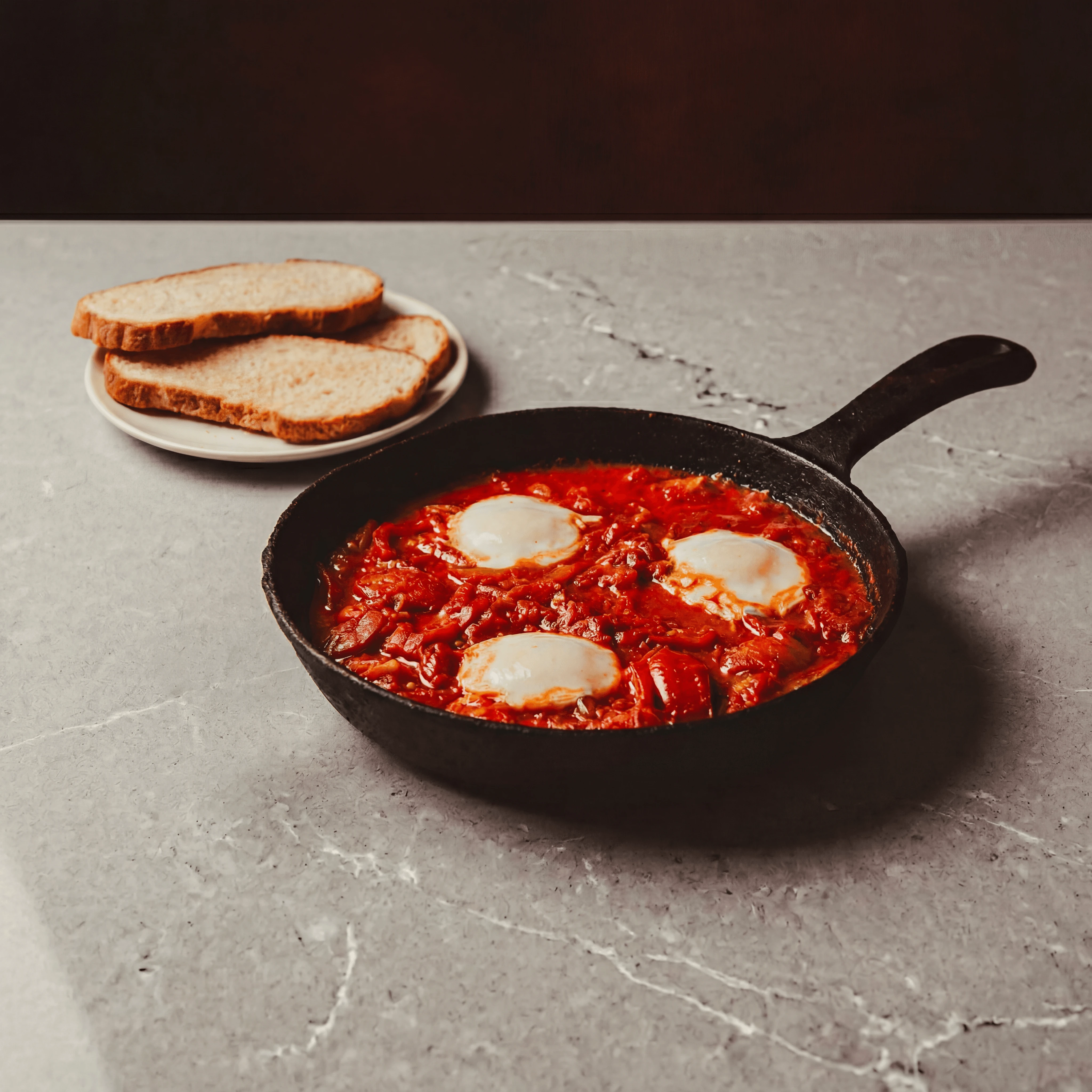 Saganaki with pastirma, soutzouki and eggs — Greek mezze social media food photography