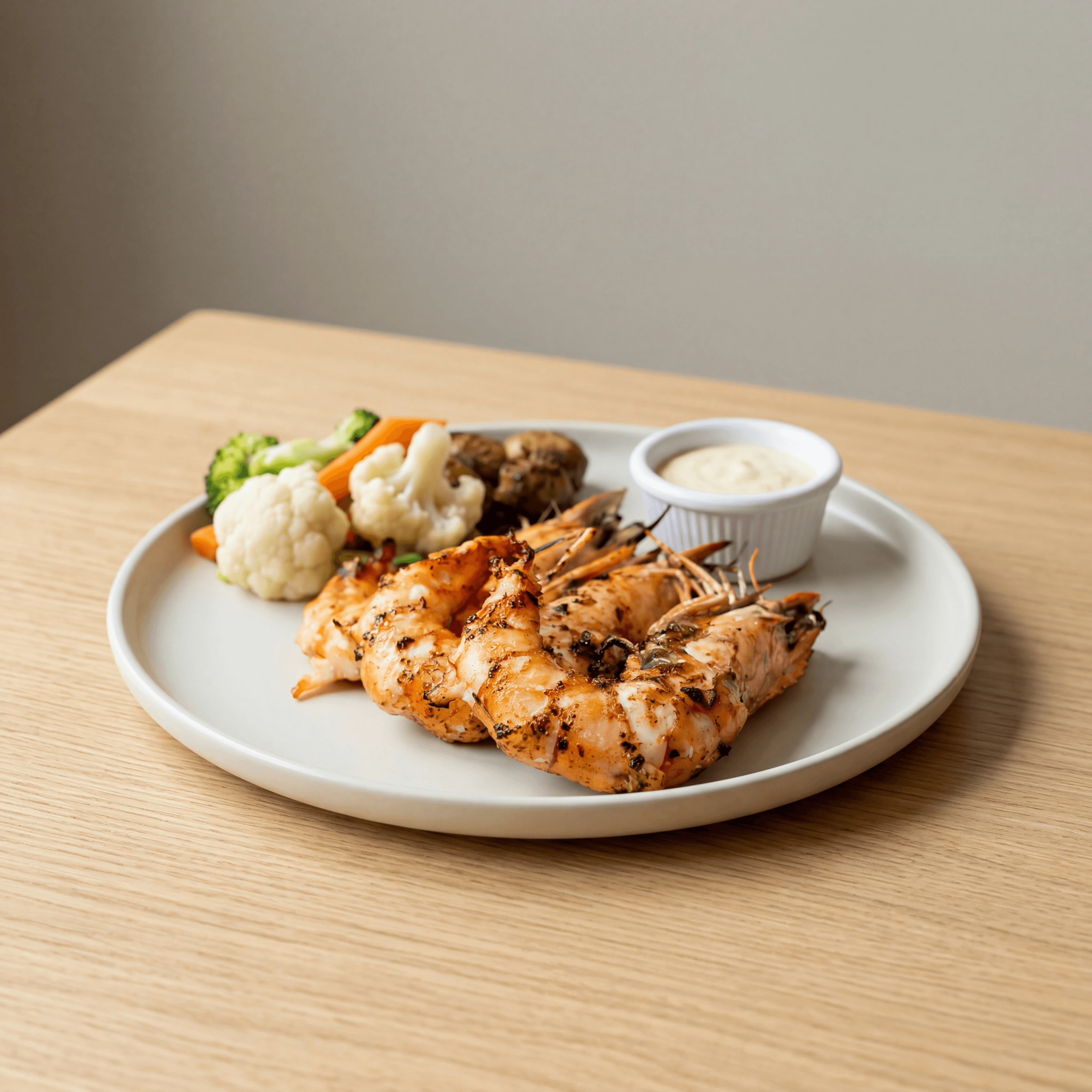 Moreton Bay bug tail with finger lime pearls — Australian modern seafood menu photography