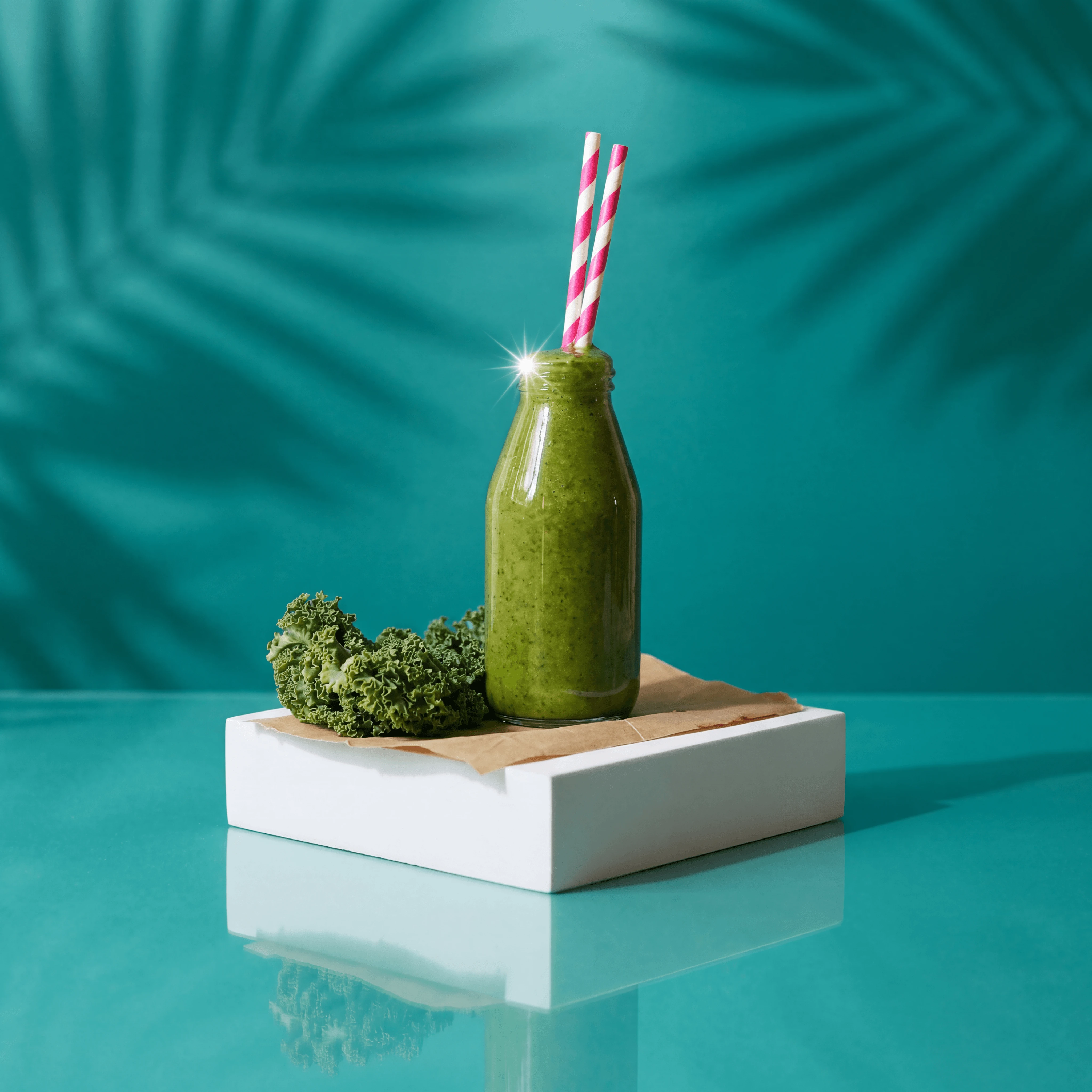 Zumo verde prensado en frío color chartreuse en botella de boticario con tapón de corcho con apio, manzana y jengibre — fotografía de frutas de zumería