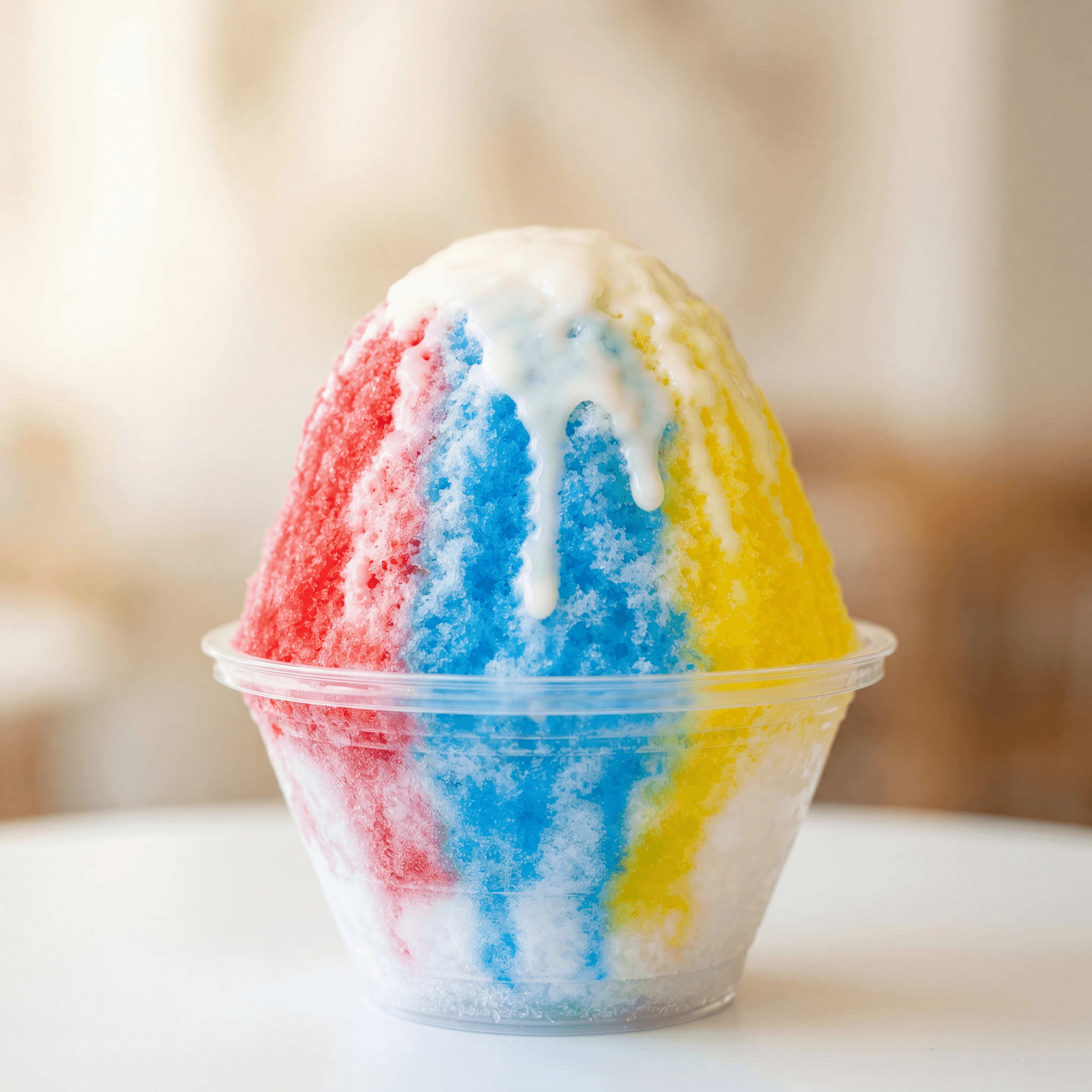 Hawaiian shave ice rainbow stripes snow cap cherry strawberry blue — shave ice hero photography