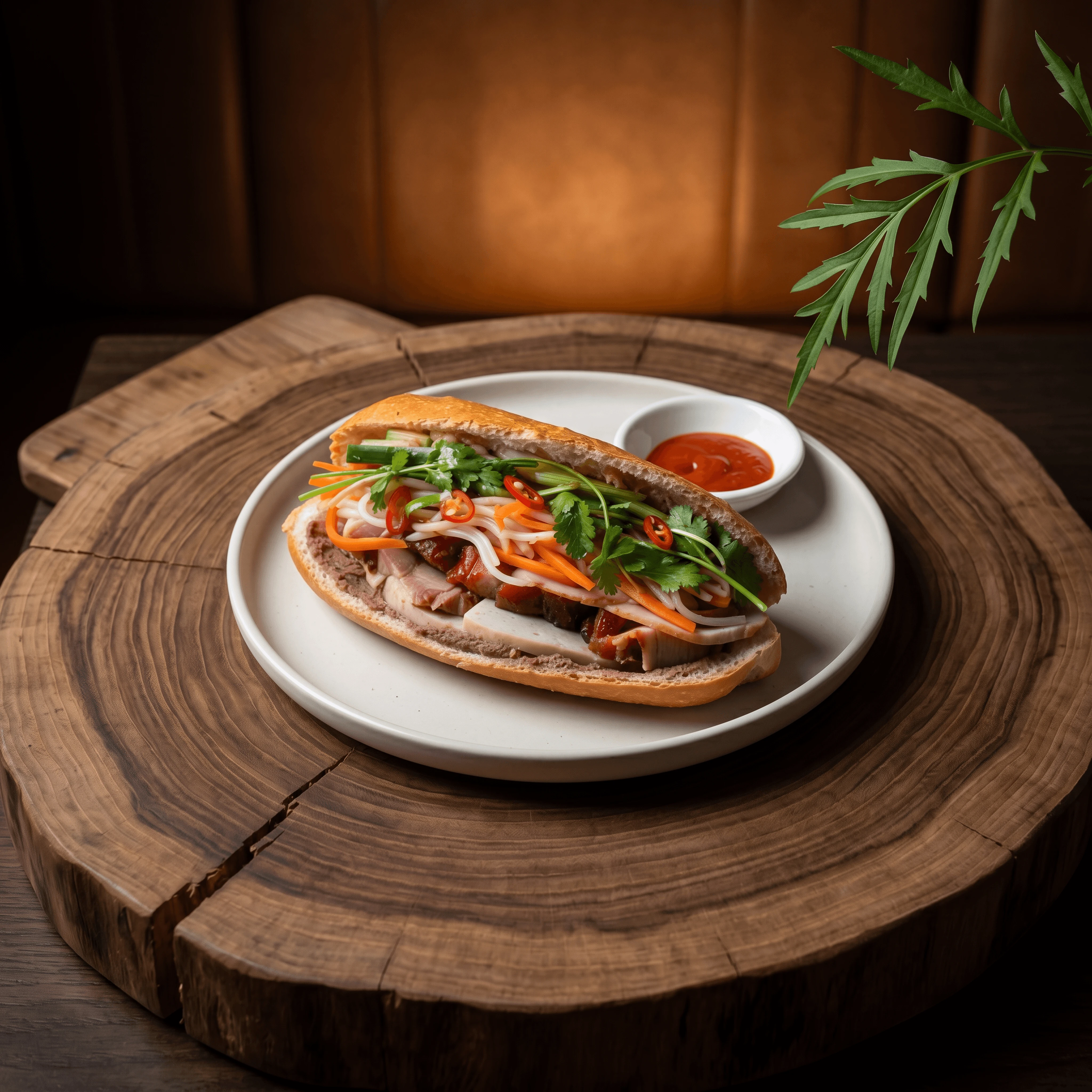 Banh mi pickled vegetables pate Vietnamese pork baguette — Vietnamese sandwich hero photography