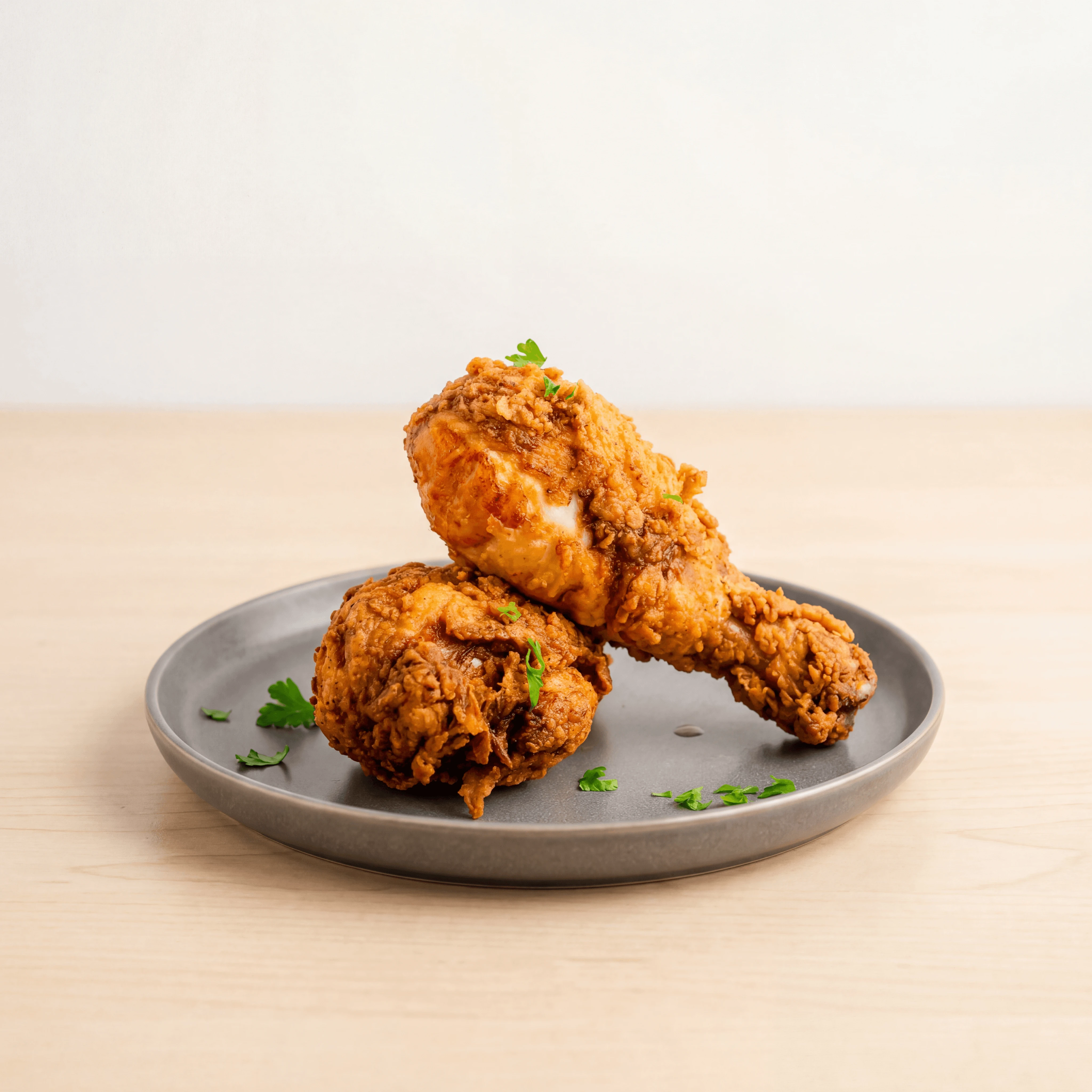 Buttermilk fried chicken golden crispy crust plate soul food — fried chicken hero photography