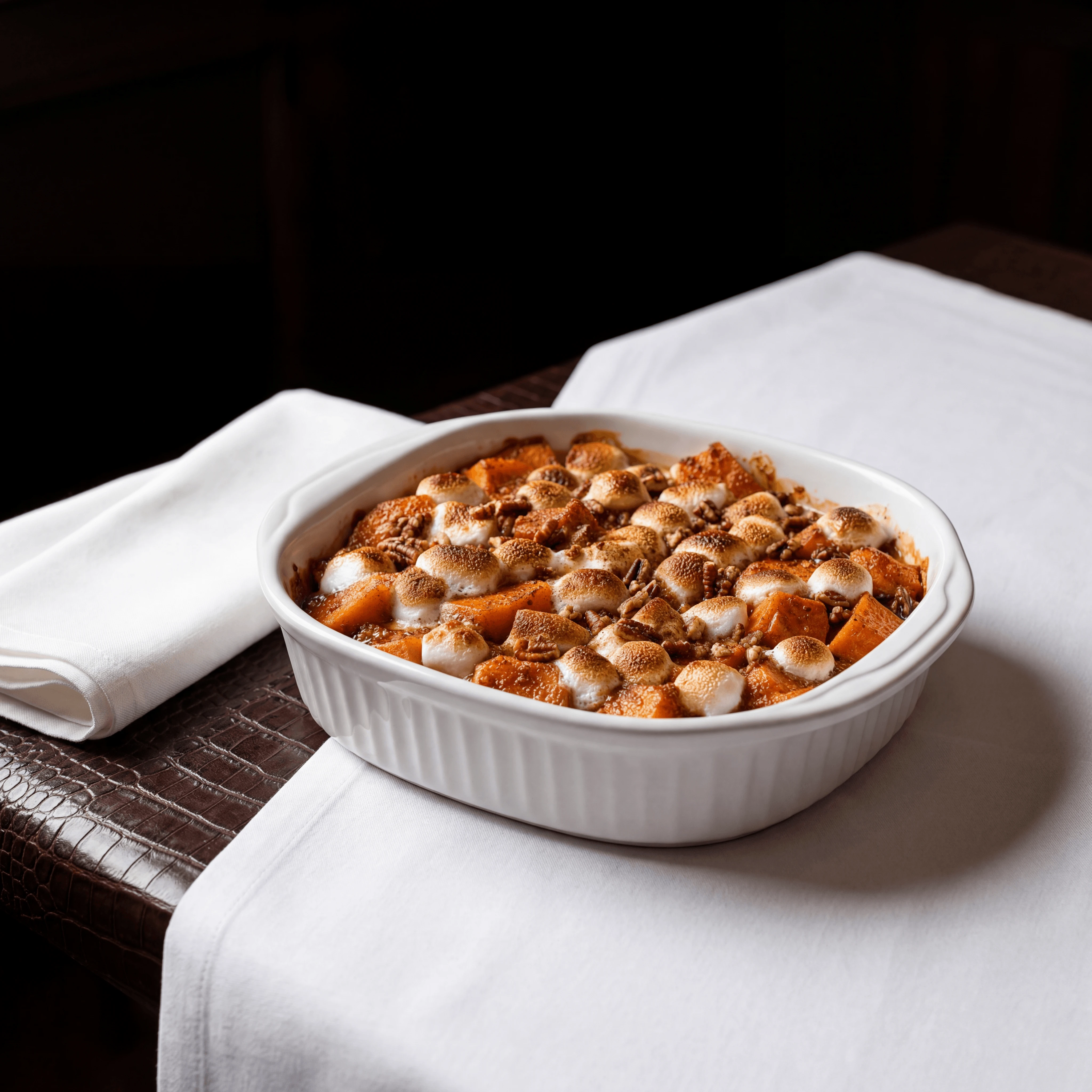 Candied yams orange marshmallow caramelized soul food dish — candied yams hero photography